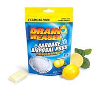 Drain Weasel Cápsulas de eliminación de basura, limpiador y desodorante, eliminador de olores de fregadero con acción espumosa, fórmula enzimática segura para sépticos, aroma a limón fresco, paquete