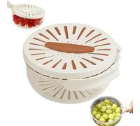 Draining And Preservation Basket, 2-In-1 Draining And Preservation Basket: Simplify Washing & Storing, with Lid & Foldable Handle, for Rinsing Straining Vegetable Washing Fruit (Brown,s)
