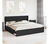 Drainlyn «Cabecero negro PB moderno diseño de listones 206,5 x 7 x 100 cm montaje en bastidor de cama dormitorio panel de pared duradero