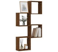 Drainlyn Estantería de pared con forma de cubo, 4 unidades, aspecto de roble marrón, 30 x 15 x 30 cm, material de madera, estantería flotante, estantería para salón, oficina, cocina y pasillo, ahorro