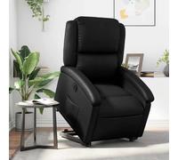 Drainlyn Sillón de relax con ayuda para levantarse eléctrico, piel sintética, color negro, con función reclinable, respaldo ajustable, reposapiés, marco de madera estable y metal para salón, oficina