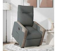 Drainlyn Sillón de relax eléctrico con ayuda para levantarse de tela gris oscuro, ajustable con función reclinable y respaldo ergonómico, sillón tapizado con reposabrazos de madera y metal para salón