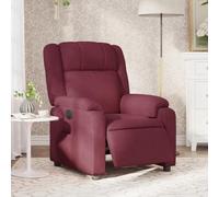 Drainlyn Sillón de relax eléctrico rojo vino con funda de tela, respaldo ajustable y reposapiés, función reclinable ergonómica, marco de madera y metal, cómodo acolchado para salón, oficina
