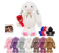 DRAJOIN Conejito de Peluche Personalizado, Personalized Stuffed Bunny Rabbit con Nombre de la Foto como Regalos Personalizados Juguetes de Peluche de Conejo para Adultos Niños Primera Pascua, 22 cm