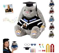 DRAJOIN Conejo De Graduación A Medida con Imagen Y Palabra para La Graduación Y Navidad, Personalizado Graduation Bunny Plush Regalo Personalizado para Niños Adultos Y Graduados