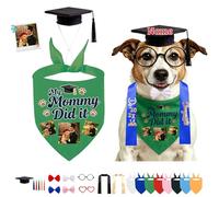 DRAJOIN Conjunto De Pañuelo Y Gorra De Graduación Personalizado para Perro, Ropa De Mascota con Foto Y Texto A Medida para Perros Gatos Ceremonias Sesiones Fotográficas