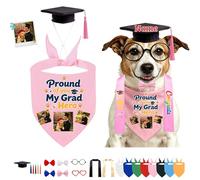 DRAJOIN Conjunto De Pañuelo Y Gorra De Graduación Personalizado para Perro, Ropa De Mascota con Foto Y Texto A Medida para Perros Gatos Ceremonias Sesiones Fotográficas