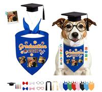 DRAJOIN Conjunto De Pañuelo Y Gorra De Graduación Personalizado para Perro, Ropa De Mascota con Foto Y Texto A Medida para Perros Gatos Ceremonias Sesiones Fotográficas