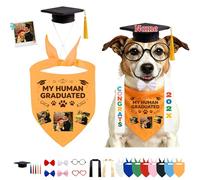 DRAJOIN Conjunto De Pañuelo Y Gorra De Graduación Personalizado para Perro, Ropa De Mascota con Foto Y Texto A Medida para Perros Gatos Ceremonias Sesiones Fotográficas