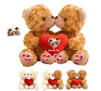 DRAJOIN Osito de Peluche Personalizado con corazón, Hugging Teddy Bear Ositos Abrazo Personalizados Te Amo Regalos para Ella Él en San Valentín Aniversario Navidad 2 Piezas, 22cm