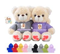 DRAJOIN Osito de Peluche Personalizado con Texto Foto, Hugging Teddy Bear Ositos Abrazo Personalizados Regalos para Ella Él Parejas en San Valentín Cumpleaños Navidad 2 Piezas, 22cm