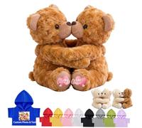 DRAJOIN Osito de Peluche Personalizado con Texto Foto, Teddy Bear Ositos Abrazo Personalizados Te Amo Regalos para Hombres Mujeres en San Valentín Cumpleaños Navidad 2 Piezas, 25cm