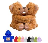 DRAJOIN Osito de Peluche Personalizado con Texto Foto, Teddy Bear Ositos Abrazo Personalizados Te Amo Regalos para Hombres Mujeres en San Valentín Cumpleaños Navidad 2 Piezas, 20cm