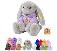 DRAJOIN Peluche De Conejo Personalizado con Texto Y Foto, Bunny Stuffed Animal De Peluche A Medida como Primeros Regalos De Pascua para Niños Y Niñas En Pascua Y Cumpleaños, 25cm