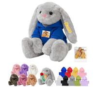 DRAJOIN Peluche De Conejo Personalizado con Texto Y Foto, Bunny Stuffed Animal De Peluche A Medida como Primeros Regalos De Pascua para Niños Y Niñas En Pascua Y Cumpleaños, 25cm