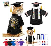 DRAJOIN Toga Y Gorra De Graduación Personalizada para Gato, Vestuario Adaptable con Borla para Mascotas Elementos Decorativos En Eventos Académicos
