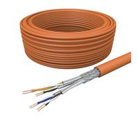 Draka Cable de red LAN 100 m Cat 7 S/FTP PiMF LSZH sin halógenos AWG 23/1, cable de instalación PoE 100% cobre UC900 HS23 GHMT PVP certificado fabricado en la UE 10 Gbps naranja