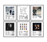 Drake - Póster de 8 x 10 pulgadas, impresiones en lienzo sin marco, juego de 6 pósteres de portada de álbum de música, decoración estética de habitación, lienzo de arte de pared de Drake Merch