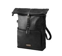 DRAKENSBERG Arthur - Mochila de piel con compartimento para portátil de 17", compartimento organizador técnico, equipaje de mano, 20-30 L, Negro Vintage, L, Casual