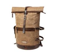 DRAKENSBERG Dale - Mochila de viaje (lona encerada y piel, impermeable, hasta 60 L), diseño vintage, Caqui-arena, extra-large, Mochilas duffel