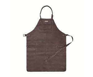 DRAKENSBERG Delantal de Barbacoa 'Bob' - Delantal de cuero profesional para gastro, bar, barista, regalo para caballeros, sostenible hecho a mano, cuero de búfalo, café-marrón, DR00343
