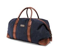 DRAKENSBERG Duffel Weekender - Bolso de Viaje y de Fin de Semana, Grande, de diseño Retro Vintage, para Mujer y Hombre, Hecha a Mano, 60L, Lona y Cuero, Azul Marino, DR00156