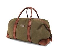 DRAKENSBERG Duffel Weekender - Bolso de Viaje y de Fin de Semana, Grande, de diseño Retro Vintage, para Mujer y Hombre, Hecha a Mano, 60L, Lona y Cuero, Verde Oliva, DR00126