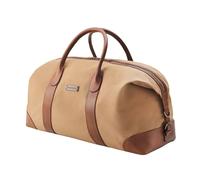 DRAKENSBERG Weekender 'David' L - Bolsa de Viaje Grande, de Fin de Semana y de Deporte, Retro-Vintage, señoras, Hombres, Hecha a Mano, sostenible, Lona, Cuero, 60L, Caqui-Beige, DR00116