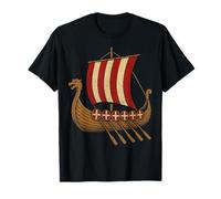 Drakkar Vikingo Barco Nórdico Valhalla Guerreros Runas Camiseta