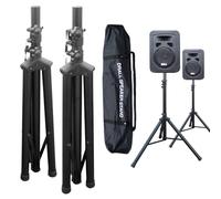Drall Pack de 2 Soportes para Altavoces Ajustables con Trípode 100-180 cm - Carga Máx. 60 kg - Incluye Bolsa de Transporte - Soporte Altavoz para DJ, Audio, Eventos - Modelo BS3x2_BS3TKx1