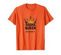 Drama Queen But Worth It Crown - Cita Divertida y atrevida Camiseta, Hombre, Naranja, L