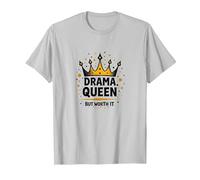Drama Queen But Worth It Crown - Cita Divertida y atrevida Camiseta, Hombre, Plata, XL