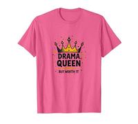 Drama Queen But Worth It Crown - Cita Divertida y atrevida Camiseta, Hombre, Rosa Jaspeado, XL