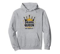 Drama Queen But Worth It Crown - Cita Divertida y atrevida Sudadera con Capucha, Unisex para Adultos, Gris Jaspeado, S