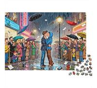 Dramático Beso de Lluvia en la Calle Puzzle De Madera Impermeable Puzzles De 1000 Piezas Regalos para Adultos Colorido Rompecabezas Juegos Desafiantes