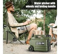 Dranng Tanque De Almacenamiento De Agua con Ruedas,28 litros Portátil con Asa Plegable - Tanque De Agua con Grifo | para Viajes por Carretera Picnic Camping Apagón RV Jardín Actividades Al Aire