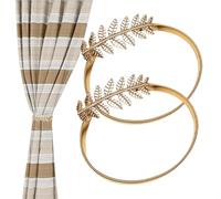 Drape Holdbacks, Tie Back Leaves, Spring Buckle Design, 2 Pieces Beige Set, Twist Rope No Drill Installation for Bathroom, Living Room, Gazebo, Beach House, Classroom Decor