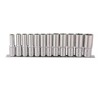 Draper 16403 - Juego de 12 llaves métricas de vaso de 1/2" en barra de metal