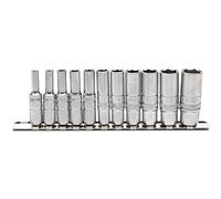 Draper 16491 Imperial Imperial de 1/4 pulgadas, 11 enchufes profundos en riel de metal, azul