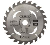 Draper 20603 TCT Hoja de sierra circular para madera, 165 x 20 mm, 24T, plata, talla única