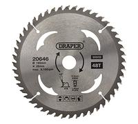 Draper 20646 Hoja de sierra circular TCT para madera, 165 x 20 mm, 48T