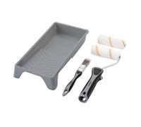 Draper 20796 - Juego de rodillo y pincel de poliéster de pelo medio con agarre suave, 5 piezas, incluye fundas de rodillo de 4 pulgadas, marco, bandeja y pincel de pintura de 20 mm