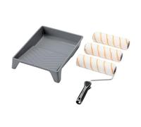 Draper 20945 - Juego de rodillos de pintura de poliéster de pelo medio con agarre suave, incluye 3 fundas, bandeja y marco