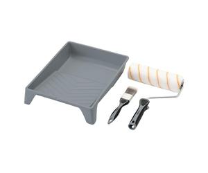 Draper 20947 - Juego de rodillo y pincel de poliéster de pelo medio con agarre suave, incluye funda, bandeja y marco de 9 pulgadas y cepillo de 40 mm