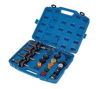 Draper 21439 Kit de Prueba de presión Universal (15 Piezas), Sistema de refrigeración para Motores de Gasolina, Azul y Negro