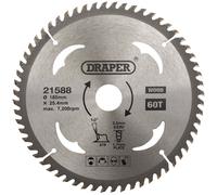 Draper 21588 Lámina De Sierra Circular Del TCT para Madera, 185 x 25.4mm, 60T
