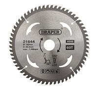 Draper 21644 TCT Hoja de sierra circular para laminados y madera, 185 x 25.4 mm, 60T, plata, talla única