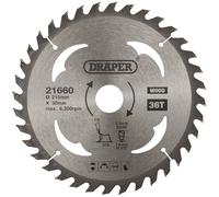 Draper 21660 Lámina De Sierra Circular Del TCT para Madera, 210 x 30mm, 36T