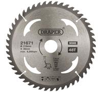 Draper 21671 Hoja De Sierra Circular TCT Para Madera, 210 X 30Mm, 48T