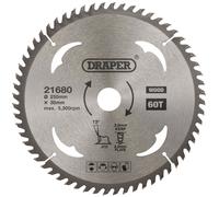 Draper 21680 Lámina De Sierra Circular Del TCT para Madera, 250 x 30mm, 60T